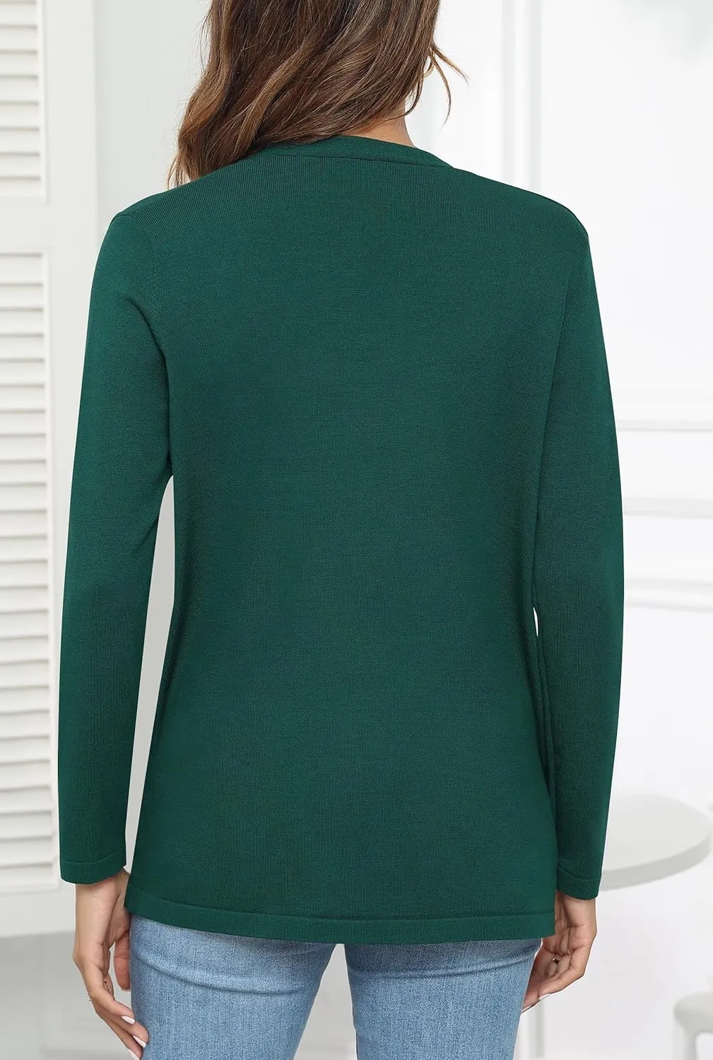 Womens 2024 Opening Cardigan Sweater Lightweight Cardigan Sweater Coat with Pocket Office Coat