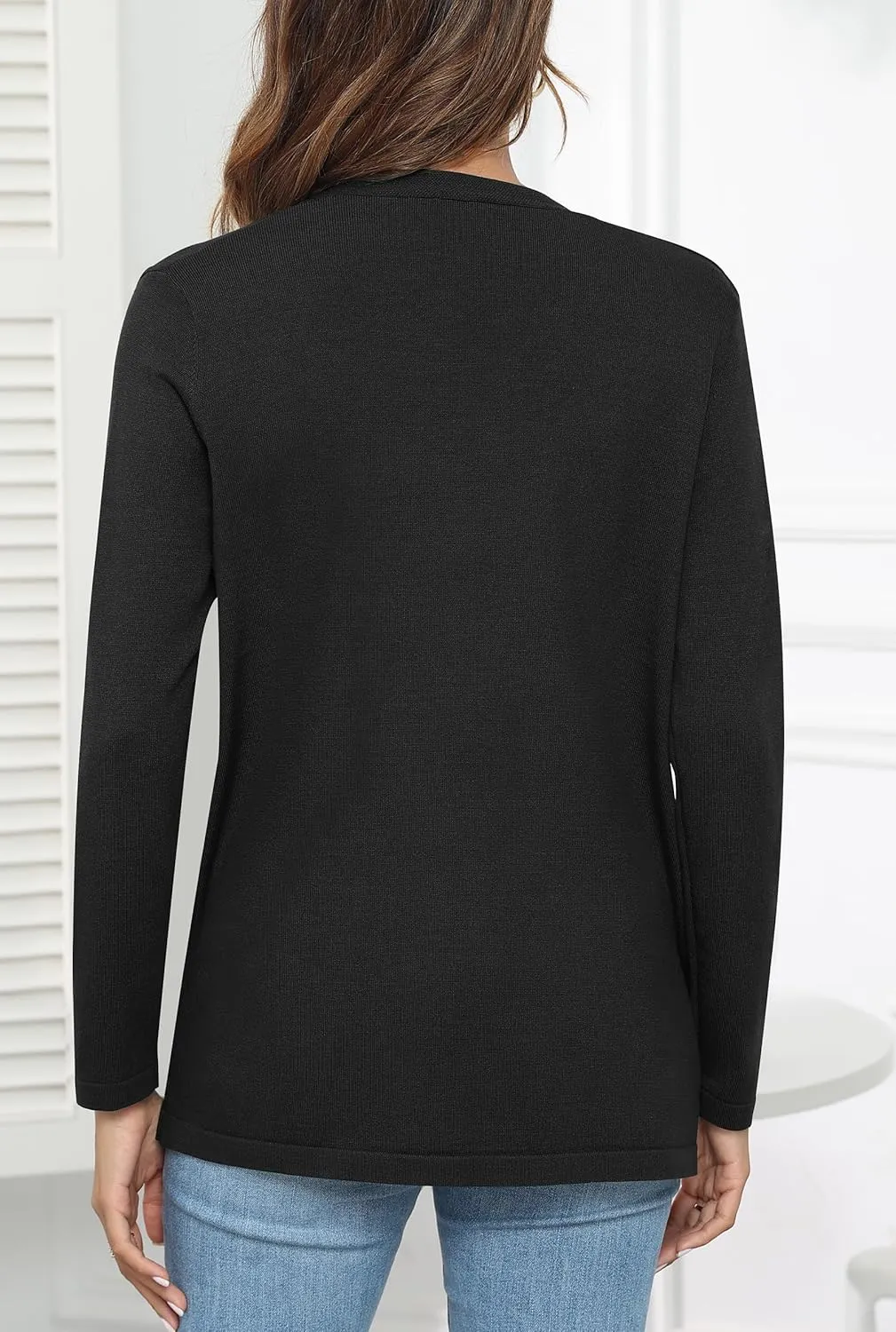 Womens 2024 Opening Cardigan Sweater Lightweight Cardigan Sweater Coat with Pocket Office Coat