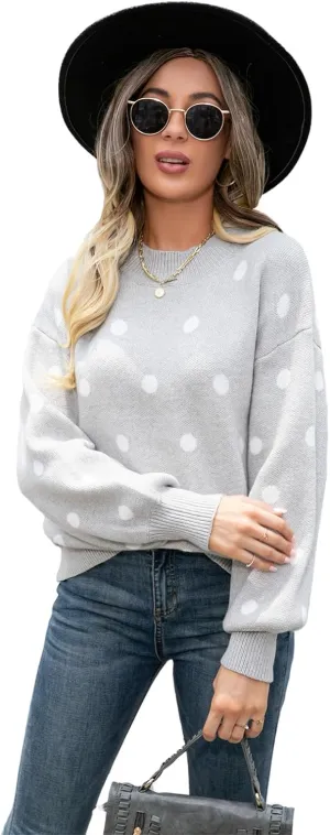 Womens Autumn Winter Sweaters Warm Comfortable Pullovers Casual Fashion Cardigans Ladies Polka Dot Knit Sweater