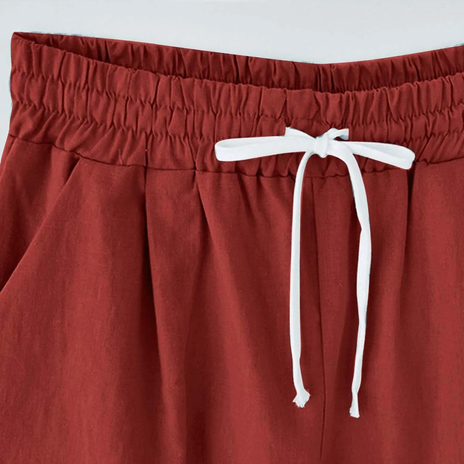 Womens Bermuda Shorts Summer Linen Knee Length Wide Leg Shorts Baggy Comfy High Waist Solid Short Pants with Pockets