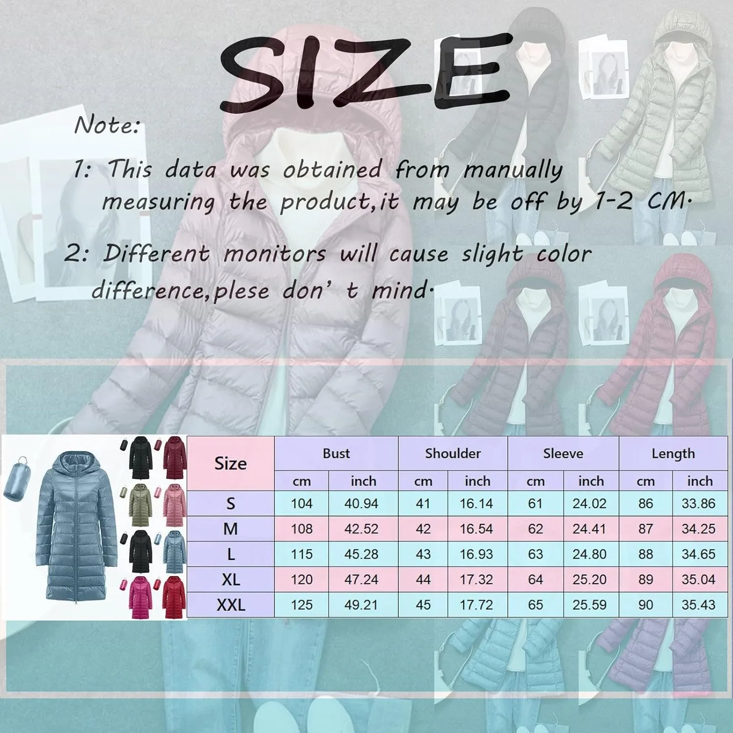 Women's Down Jacket Hooded Windproof Puffer Coat Packable Warm Winter Jacket Lightweight Ladies Parka Trendy Stand-up Collar