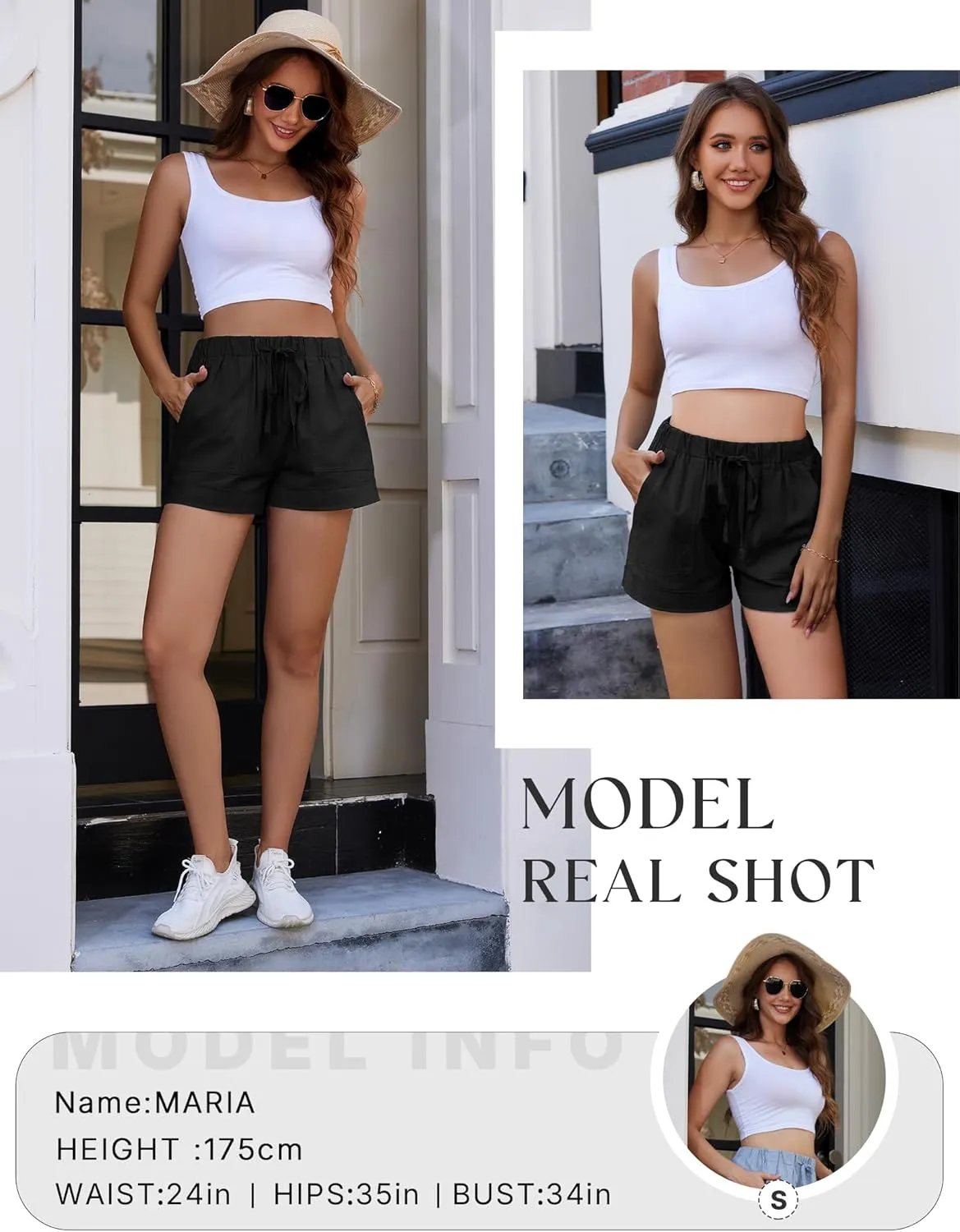 Womens Elastic Waist Drawstring Shorts Summer Lightweight Beach Shorts Comfy Casual Short Pants with Pockets