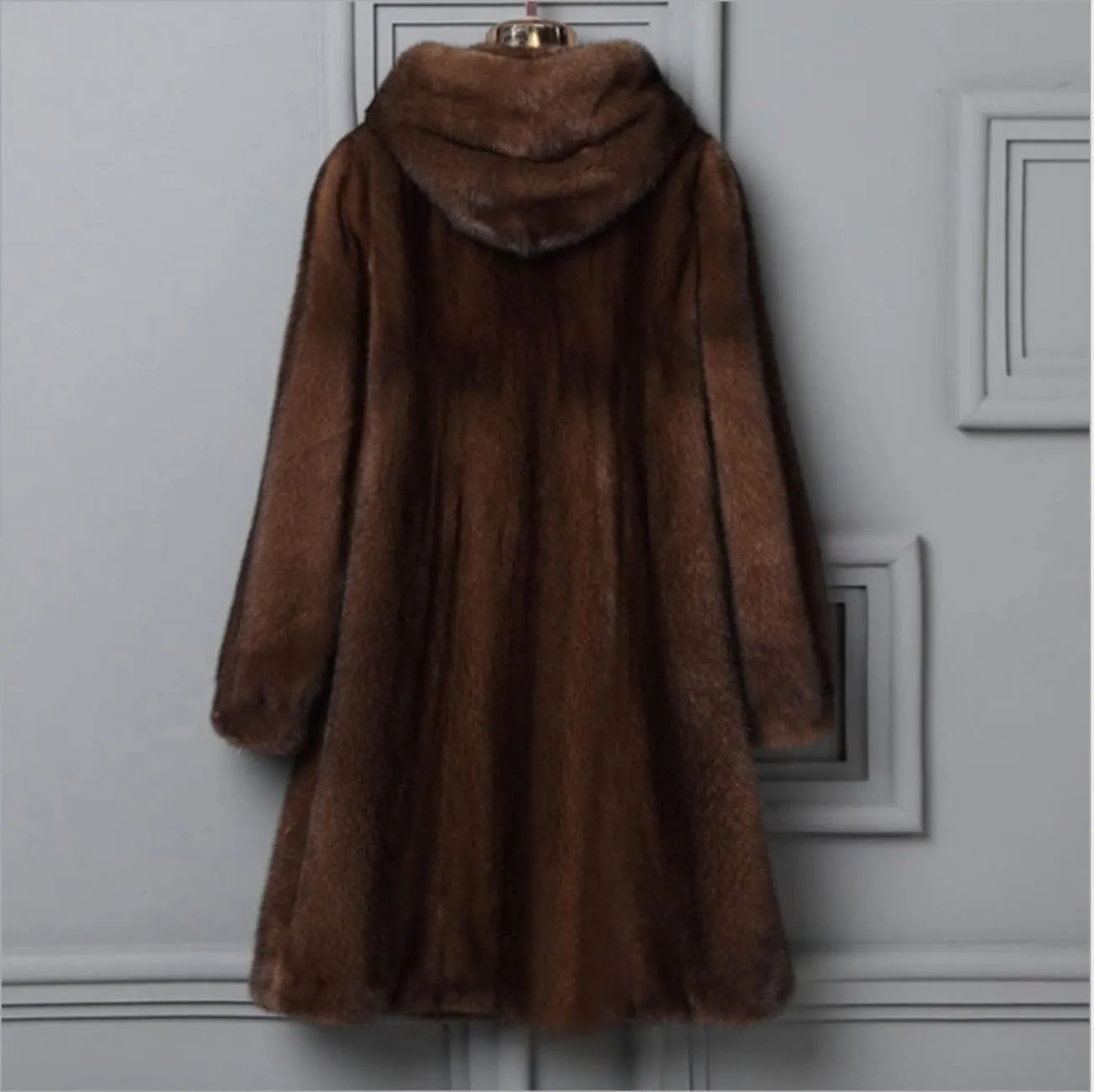 Women's Faux Fur Winter Warm Coat Jacket Down Outerwear Fur Overcoat Long Sleeve Sweater