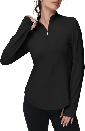 Women's Golf Polo Long Sleeve Workout Tops V Neck UPF 50  Sun Protection Quick Dry Lightweight Active Tennis Shirts