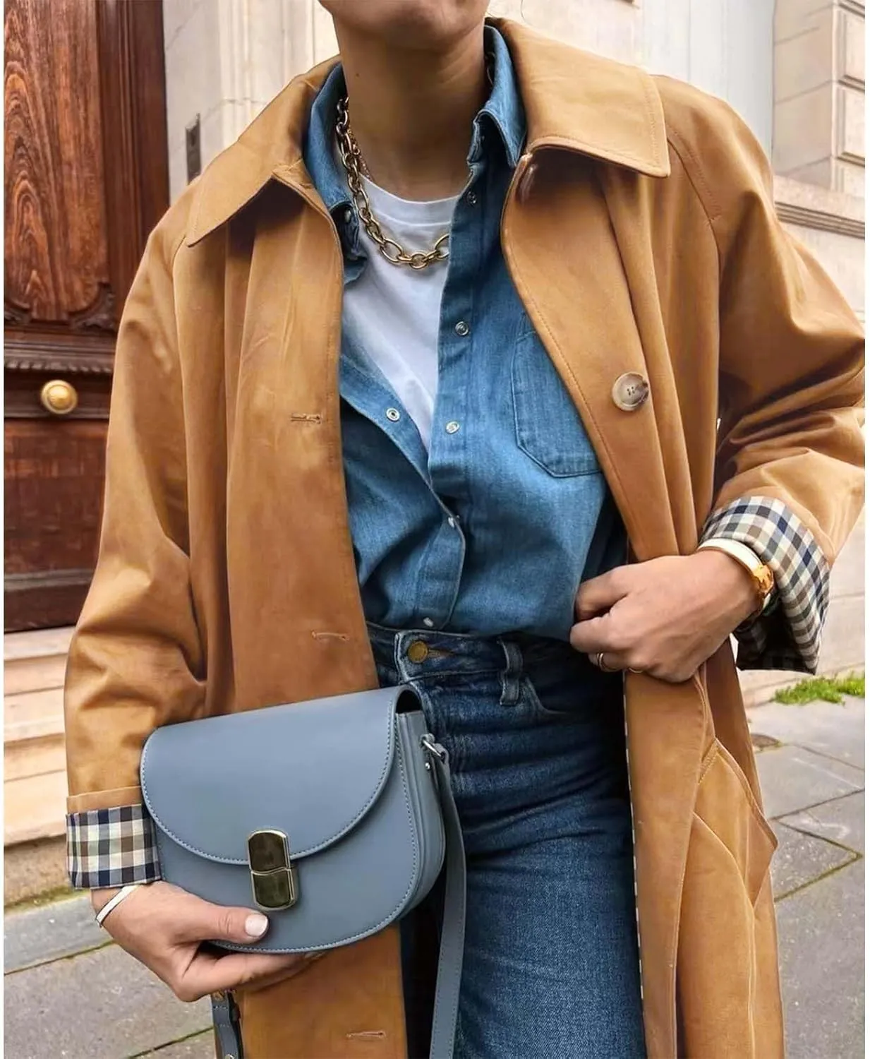 Women's Lightweight Long Trench Coat Windbreaker Single Breasted Relaxed Fit Turn Down Collar for Casual Outfits