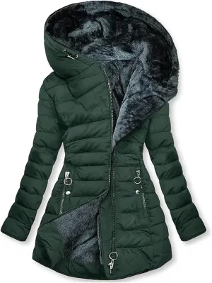 Women's Long Warm Thickened Winter Coat Offer Sherpa Lined Down Jacket Winter Cotton Padded Jacket Waterproof Fleece Coats Outdoor Women's Jacket(Green,3X-Large)