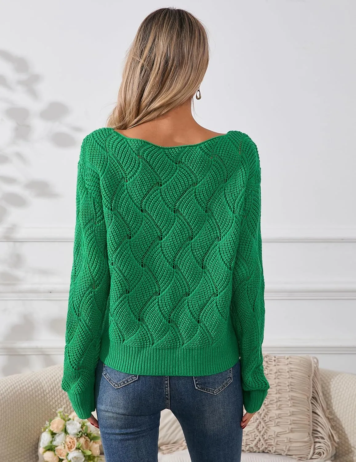 Womens Sexy Off The Shoulder Sweater Spring 2025 Trendy Lightweight Cute Crochet Knit Color Block Pullover Top