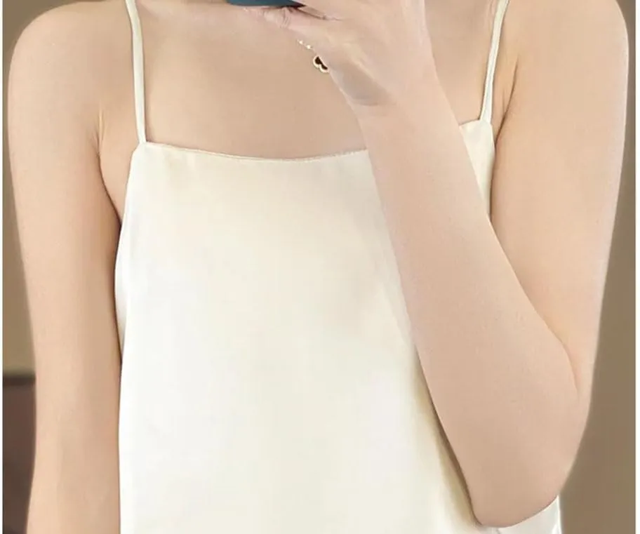 Women's Single Collar Camisole Dress Solid Color Base Long Camisole Dress