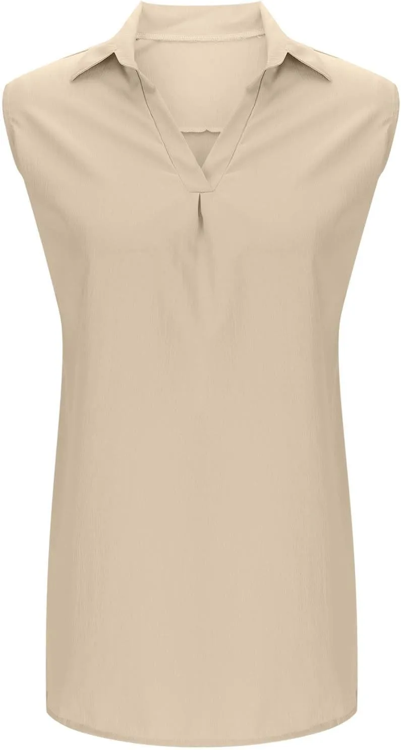 Women's Sleeveless Dress Summer V Neck Solid Color Ruched Short Dresses Casual Trendy Comfy Vacation Beach Mini Dress
