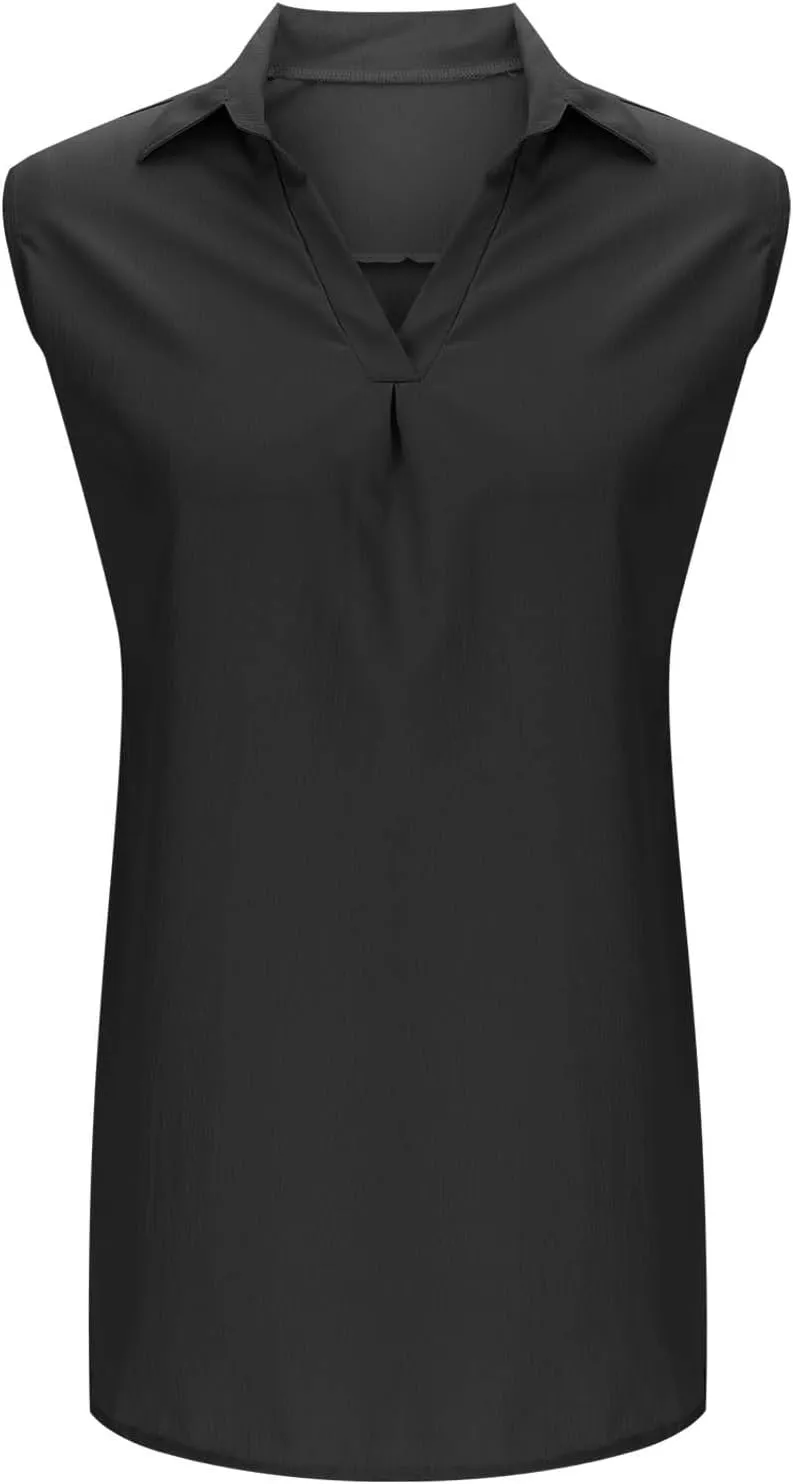 Women's Sleeveless Dress Summer V Neck Solid Color Ruched Short Dresses Casual Trendy Comfy Vacation Beach Mini Dress