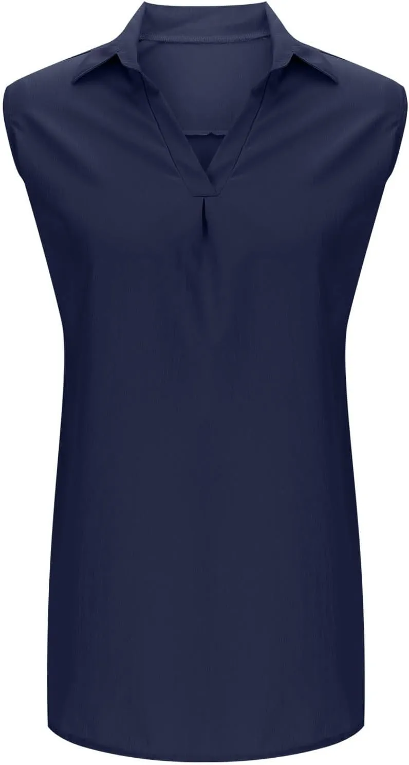 Women's Sleeveless Dress Summer V Neck Solid Color Ruched Short Dresses Casual Trendy Comfy Vacation Beach Mini Dress