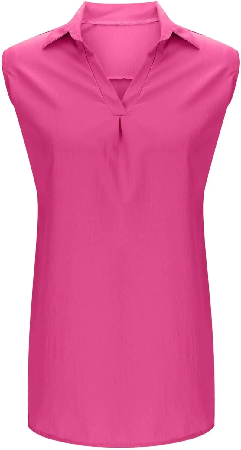 Women's Sleeveless Dress Summer V Neck Solid Color Ruched Short Dresses Casual Trendy Comfy Vacation Beach Mini Dress