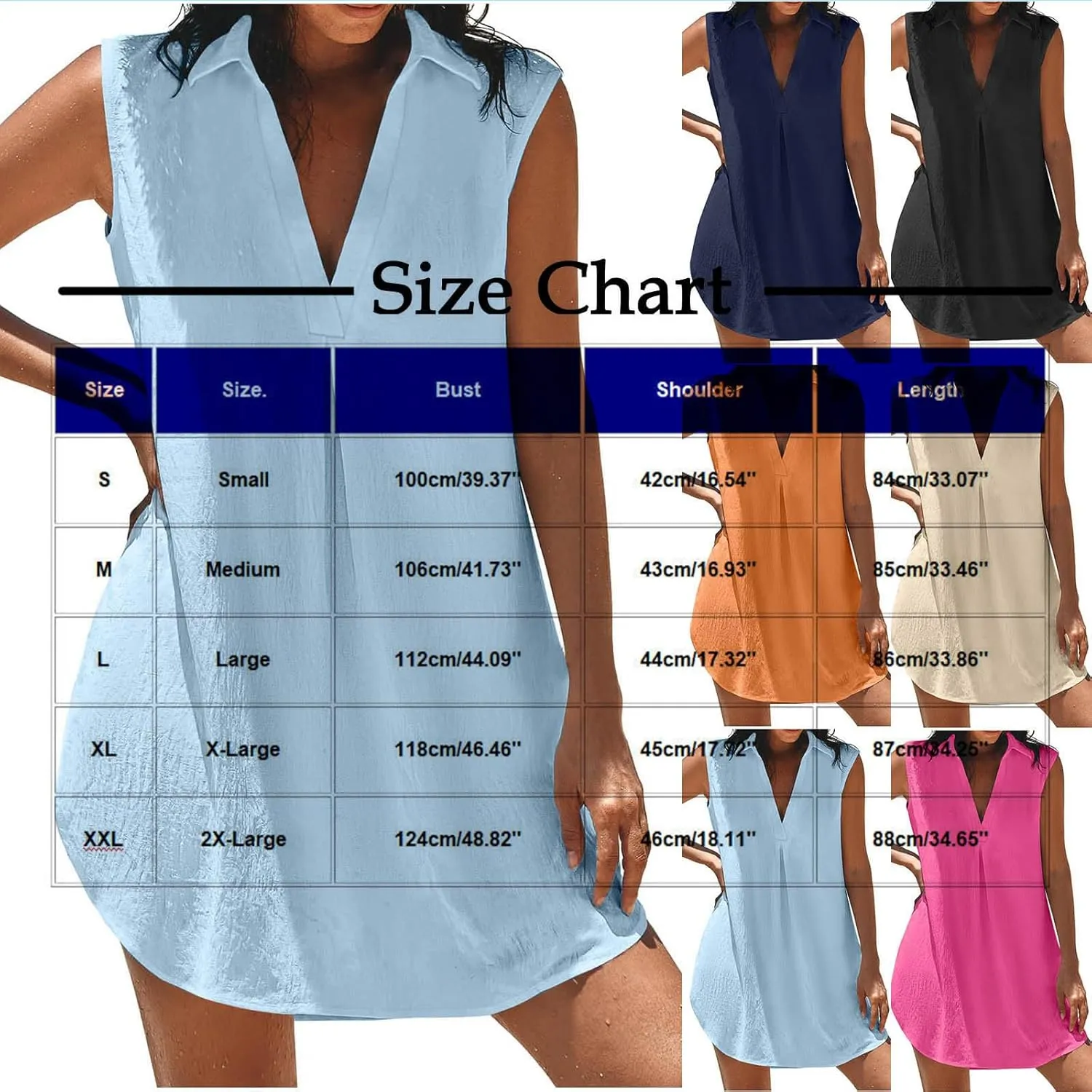 Women's Sleeveless Dress Summer V Neck Solid Color Ruched Short Dresses Casual Trendy Comfy Vacation Beach Mini Dress