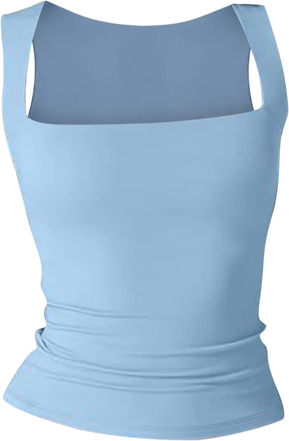 Women's Sleeveless Square Neck T-Shirt Camisole Summer Casual Slim Basic Sleeveless T-Shirt Fashion Cute Outing Tops
