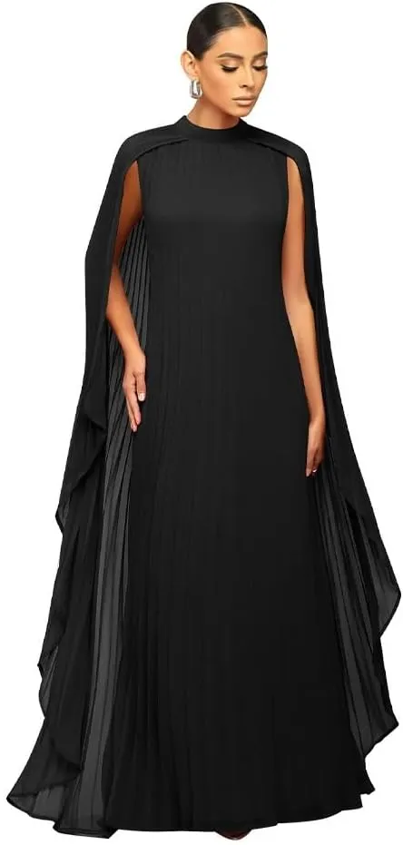 Women's Solid Color Chiffon Long Skirt Pleated Dress