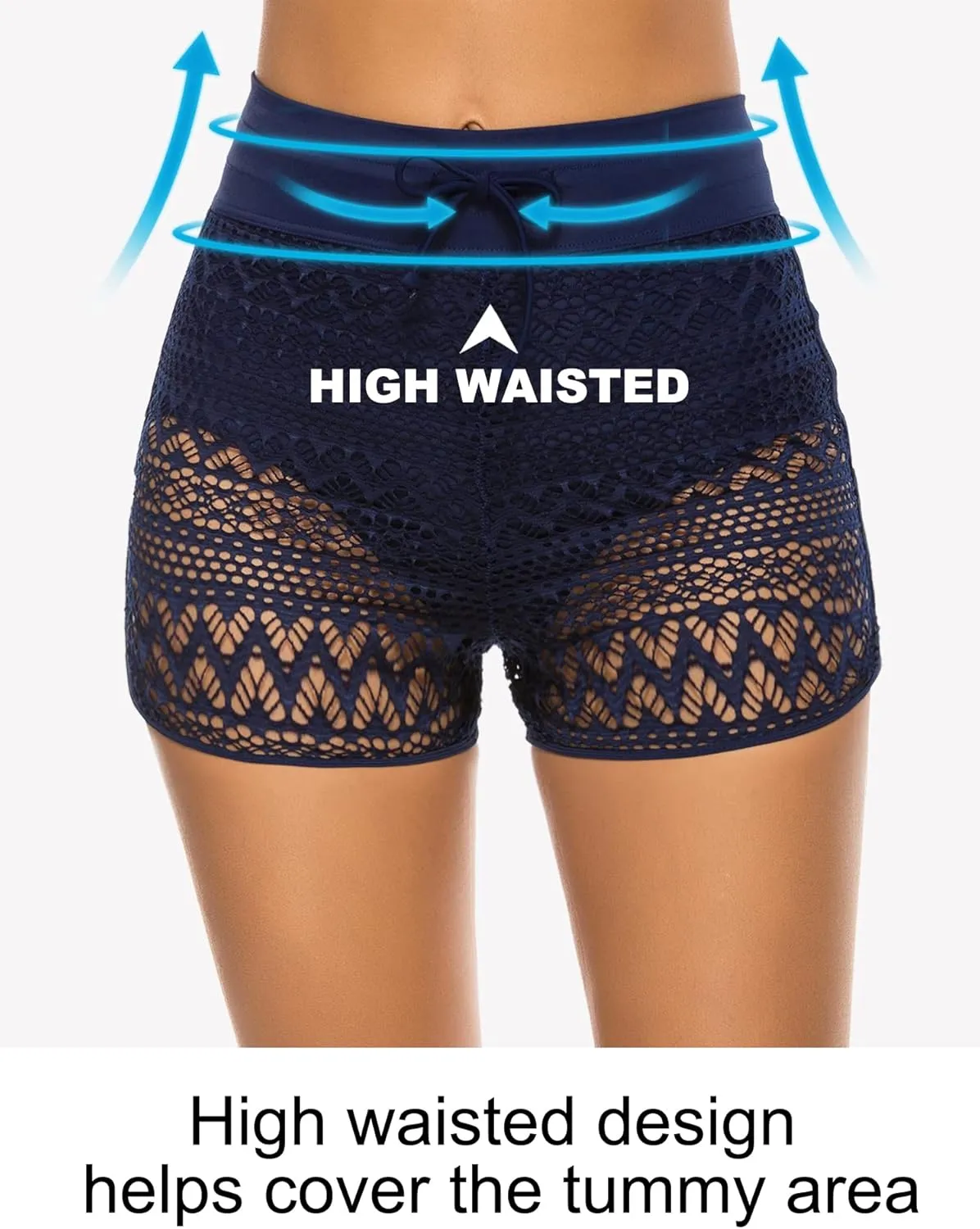 Women's Swim Shorts High Waisted Bathing Suit Lace Bottoms Swimsuit Bottoms Swimwear Bikini Board Shorts