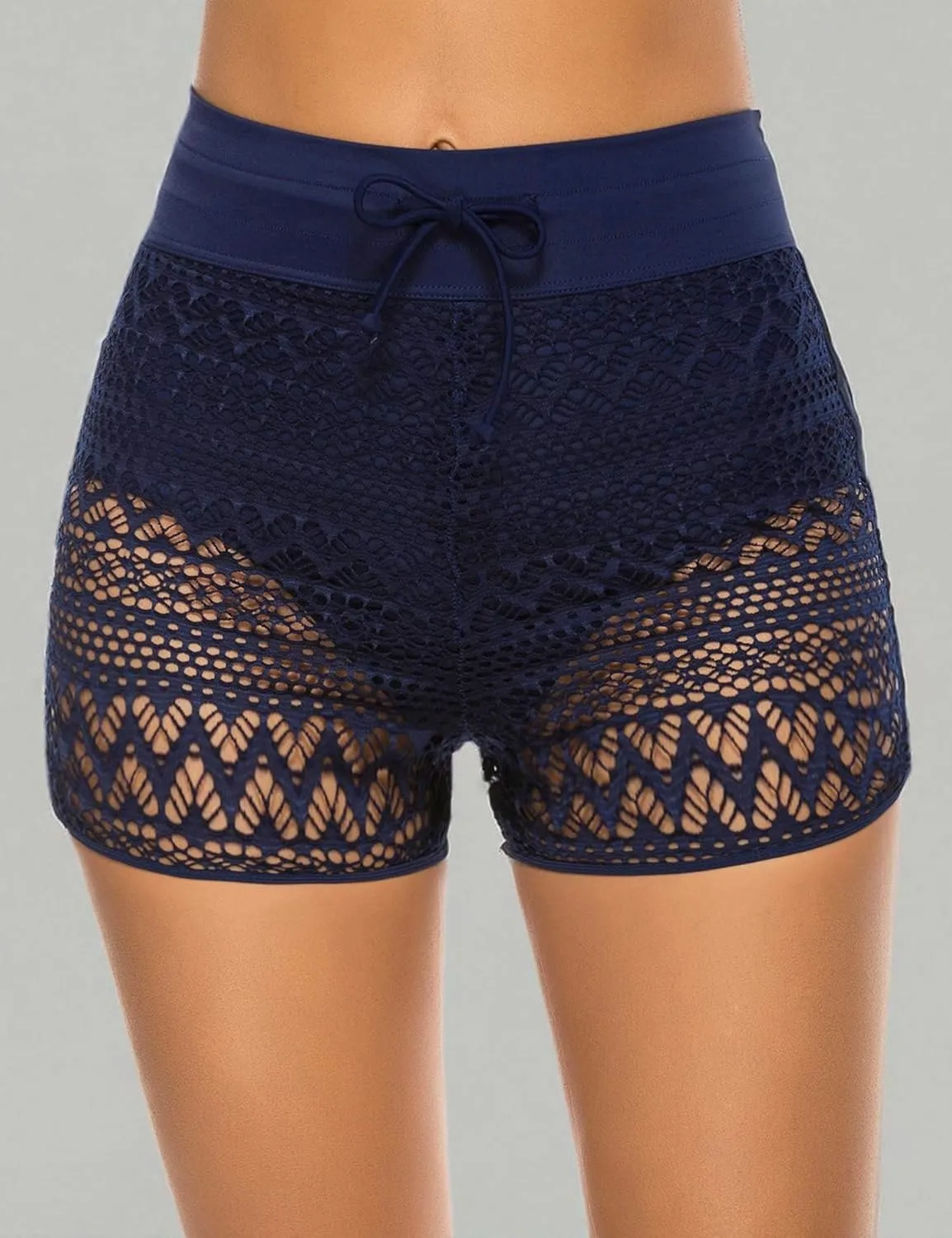 Women's Swim Shorts High Waisted Bathing Suit Lace Bottoms Swimsuit Bottoms Swimwear Bikini Board Shorts