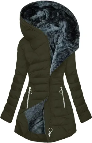 Womens Winter Coats Fleece Lined Hooded Jacket Waterproof Puffer Jacket Plus Size Parka Coat Warm Outerwear Snow Coats