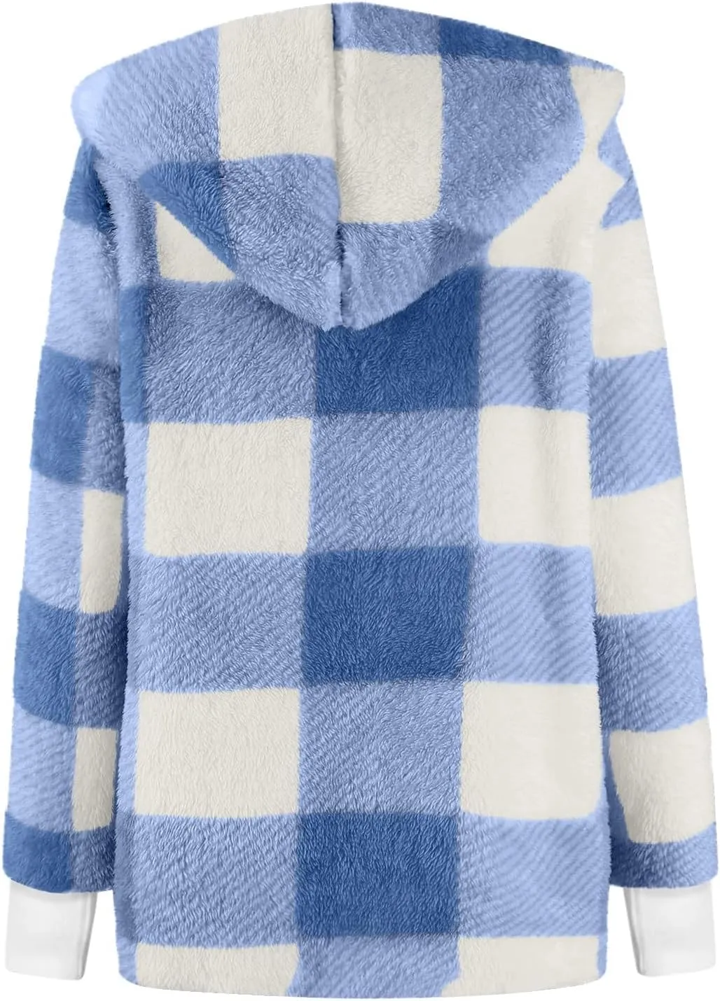 Womens Winter Coats Warm Plush Jackets Open Front Long Sleeve Cardigan Trendy Plaid Fuzzy Outerwear