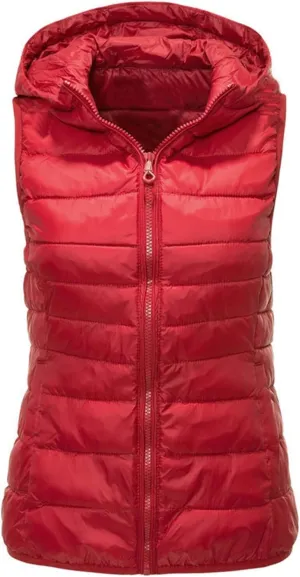 Women's Winter Down Vest Lightweight Packable Puffer Vest Warm Down Jackets Plus Size Fashion Waistcoat with Hood