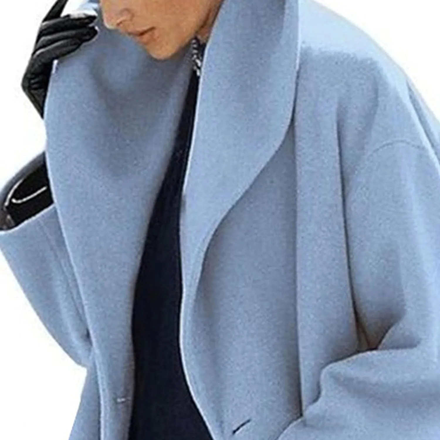 Womens Wool Blend Coat Single Breasted Trench Jackets with Hood Winter Casual Shawl Collar Overcoat Outerwear Short Clothes