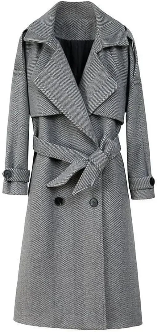 Women's Woolen Coat Long Coat Super Street Padded Coat Double-Breasted Coat