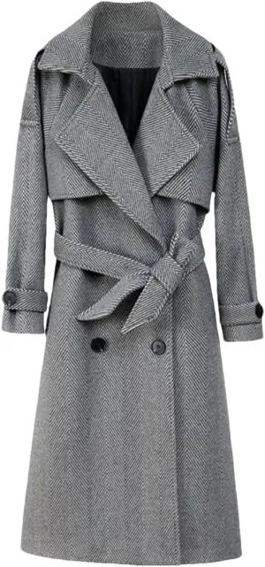 Women's Woolen Coat Long Coat Super Street Padded Coat Double-Breasted Coat