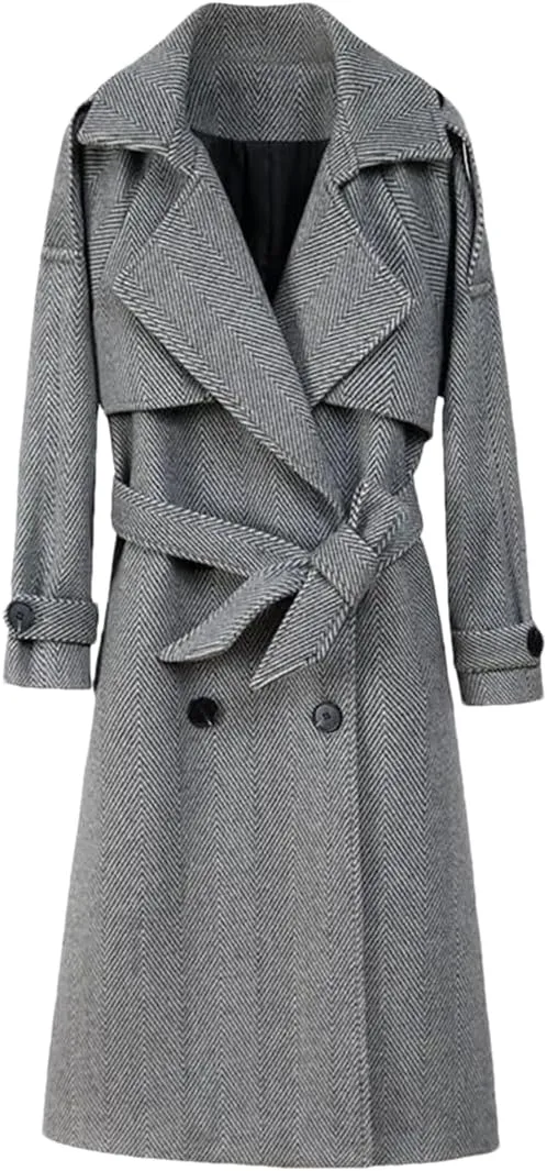 Women's Woolen Coat Long Coat Super Street Padded Coat Double-Breasted Coat