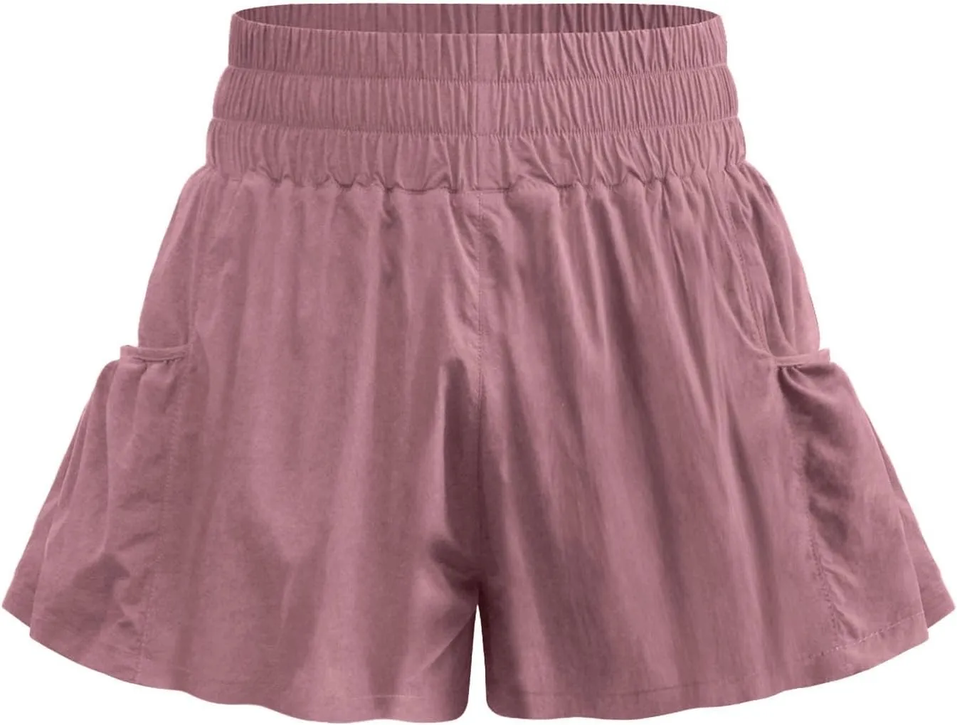 Women's Workout Skirt Ruffle Hem Athletic Running Skorts Elastic High Waisted Wide Leg Lightweight Gym Shorts with Pockets