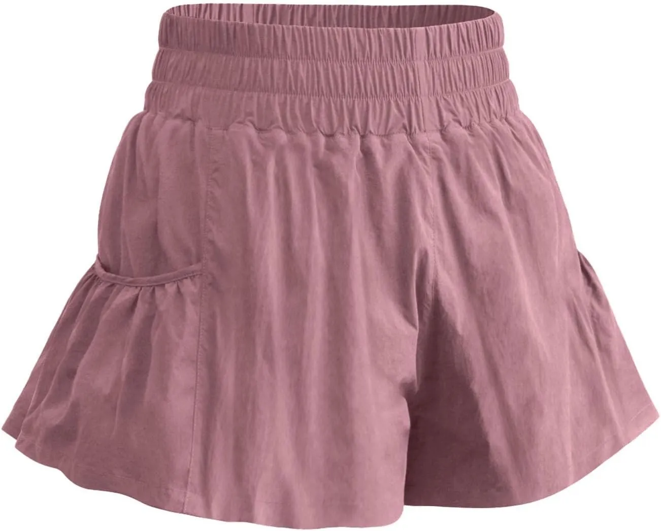 Women's Workout Skirt Ruffle Hem Athletic Running Skorts Elastic High Waisted Wide Leg Lightweight Gym Shorts with Pockets