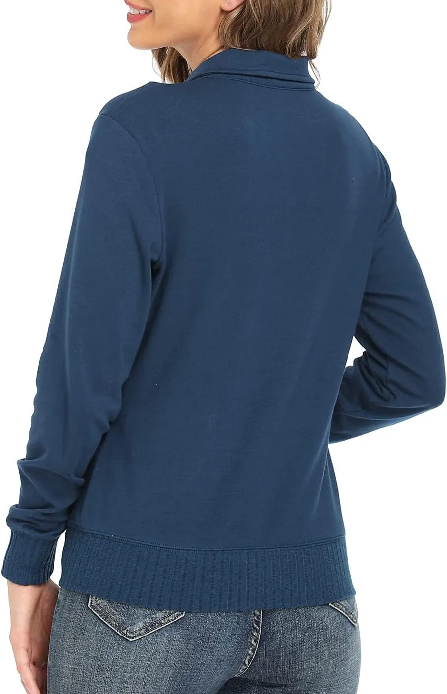 Women's Zip up Sweatshirt Jacket Stand Collar Hoodless Running Sweatshirt with Pockets