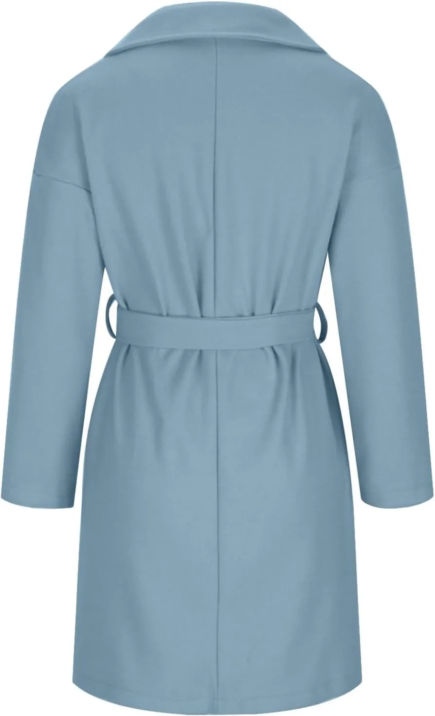 Wool Coats for Women Casual Open Front Winter Trench Coat Oversized Notch Lapel Thicken Bussiness Jacket With Belts