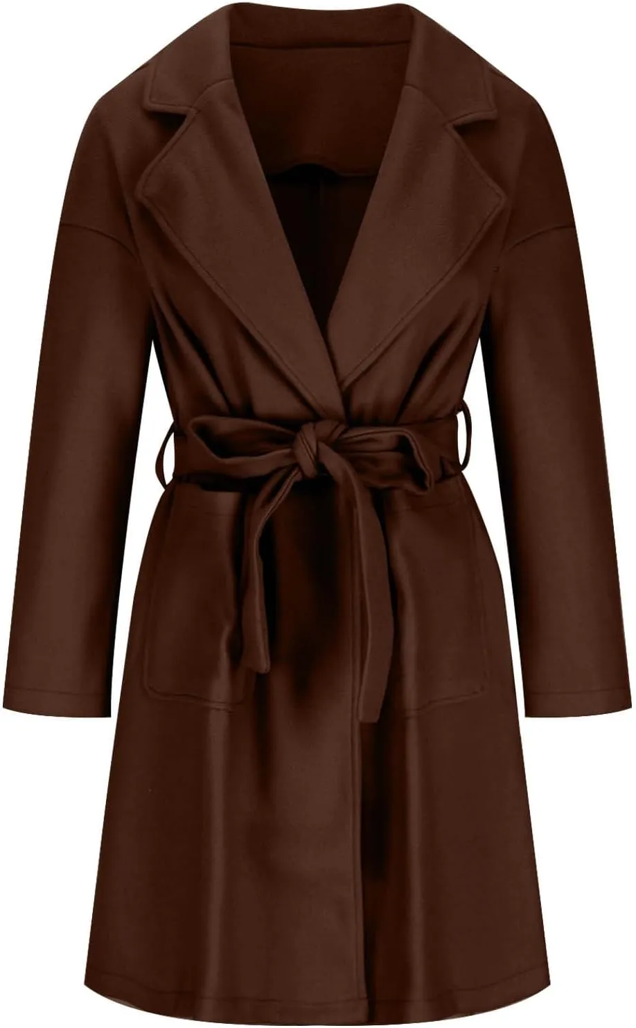 Wool Coats for Women Casual Open Front Winter Trench Coat Oversized Notch Lapel Thicken Bussiness Jacket With Belts