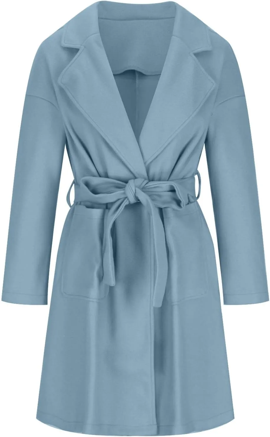 Wool Coats for Women Casual Open Front Winter Trench Coat Oversized Notch Lapel Thicken Bussiness Jacket With Belts
