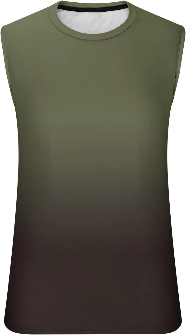 Xiaojmake Men's Workout Tank Top Quick Dry Athletic Running Muscle Tee Training Gym Shirt Ombre Sleeveless Cutoff Shirt