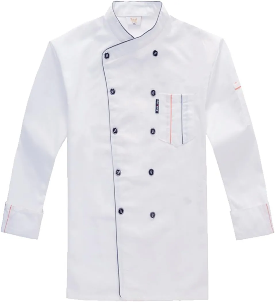 XINFU Unisex Chef Coat Long Sleeves/Short Sleeves Double-Breasted Kitchen Chef Uniform