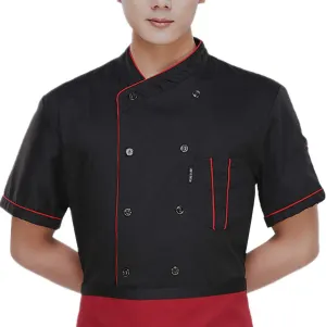 XINFU Unisex Chef Coat Long Sleeves/Short Sleeves Double-Breasted Kitchen Chef Uniform