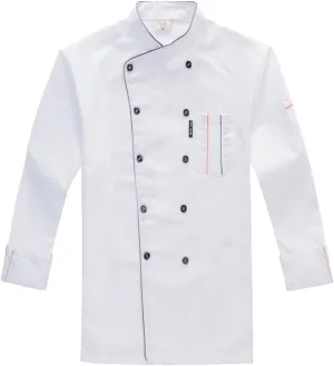 XINFU Unisex Chef Coat Long Sleeves/Short Sleeves Double-Breasted Kitchen Chef Uniform