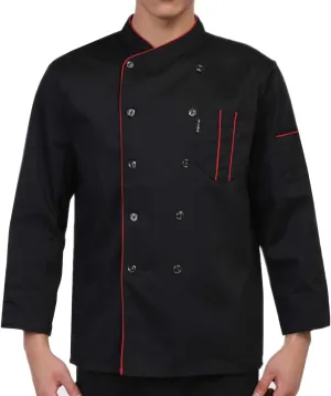 XINFU Unisex Chef Coat Long Sleeves/Short Sleeves Double-Breasted Kitchen Chef Uniform