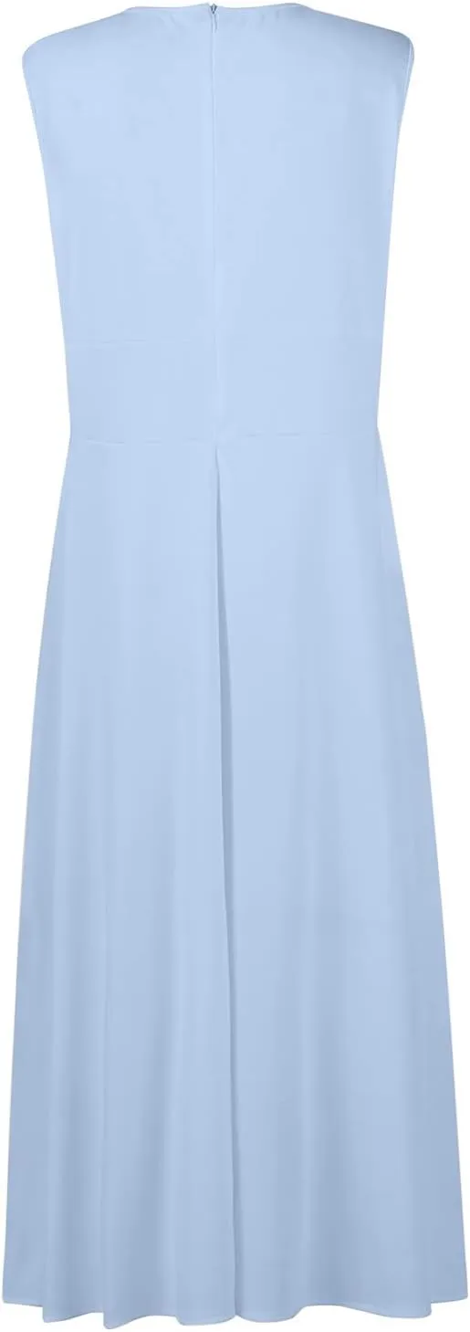 Yesunpxs Summer Dresses for Women 2024 Flowy Ruched Wrap V Neck Beach Dresses Sleeveless Printed Maxi Dress Boho Sundresses