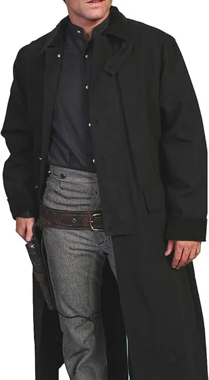 Yolo Jackets Men's Old Cowboy Full Length Western Duster Long Cotton Coat for Men