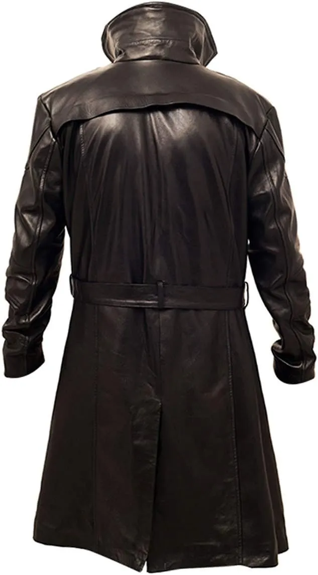 Yolo Jackets Men's Winter WW2 German Faux Fur Collar Belted Military Brown Trench Coat Men Long Costume