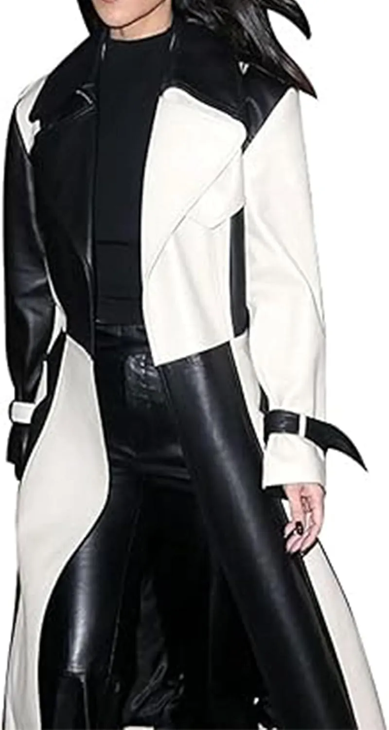 Yolo Jackets Women's Casual Real Lambskin Designer Handmade Two Tone Long Leather Trench Coat Women Full Length Overcoat