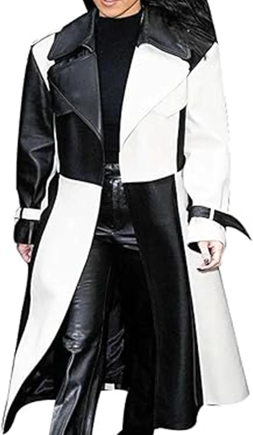 Yolo Jackets Women's Casual Real Lambskin Designer Handmade Two Tone Long Leather Trench Coat Women Full Length Overcoat