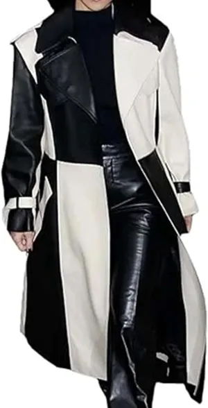 Yolo Jackets Women's Casual Real Lambskin Designer Handmade Two Tone Long Leather Trench Coat Women Full Length Overcoat