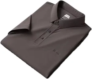 Youllyuu Ice Silk Elastic Polo Shirt Men's Short Sleeve Summer Solid Lapel T-Shirt Quick Dry Golf Polos