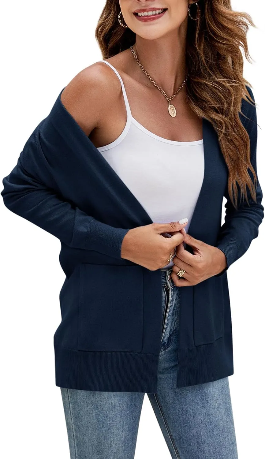 Yousify Womens Cardigan Sweater Long Sleeve Open Front Knit Cardigan Sweater with Pockets