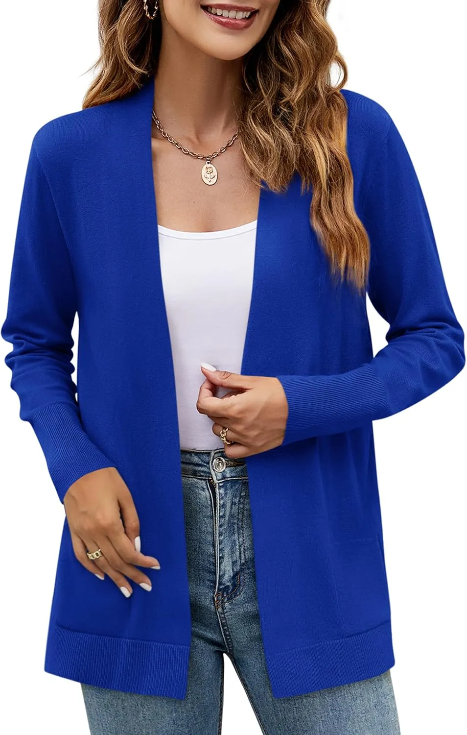 Yousify Womens Cardigan Sweater Long Sleeve Open Front Knit Cardigan Sweater with Pockets