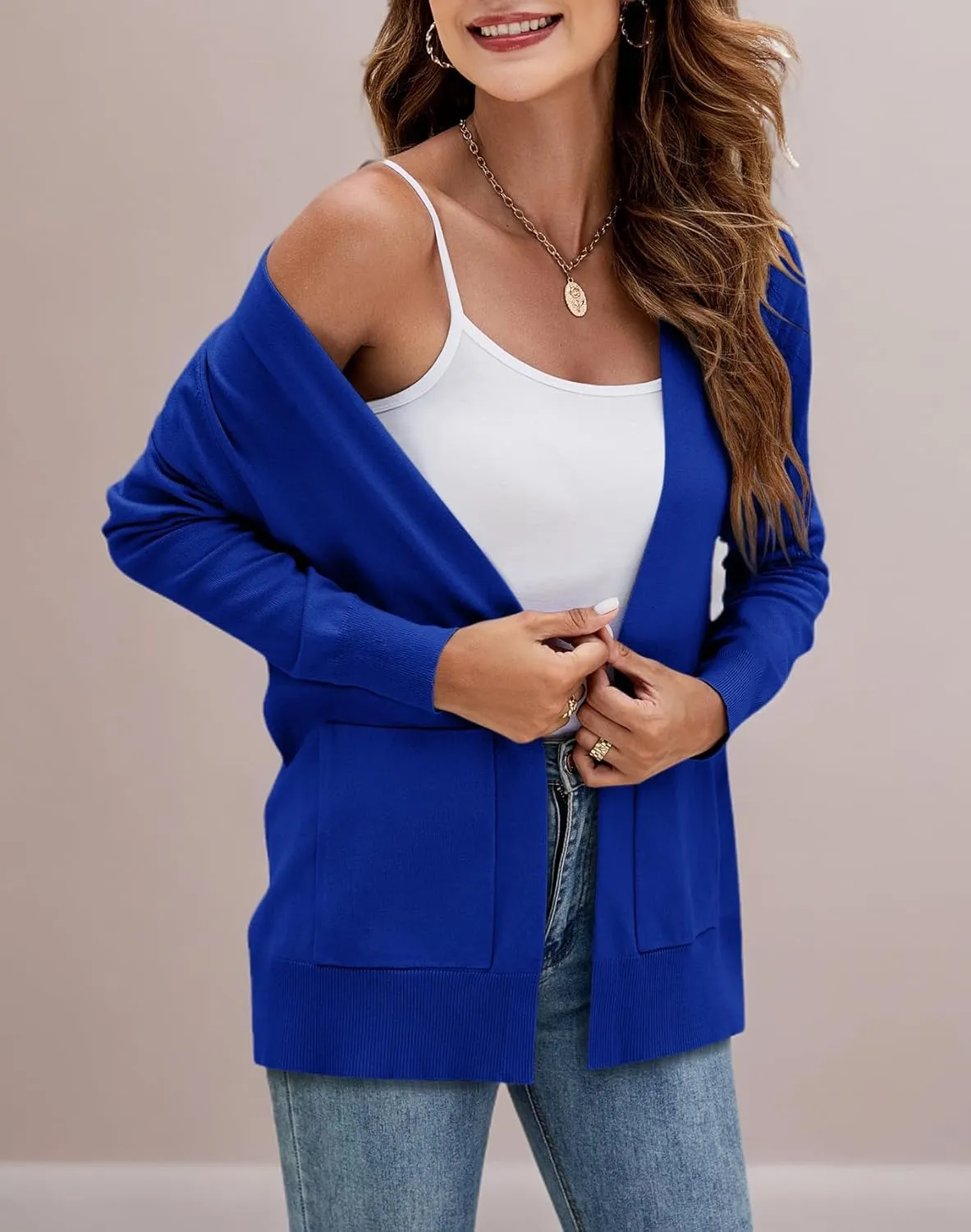 Yousify Womens Cardigan Sweater Long Sleeve Open Front Knit Cardigan Sweater with Pockets