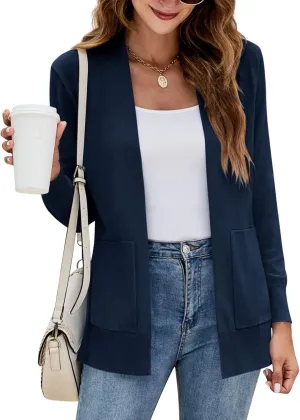 Yousify Womens Cardigan Sweater Long Sleeve Open Front Knit Cardigan Sweater with Pockets